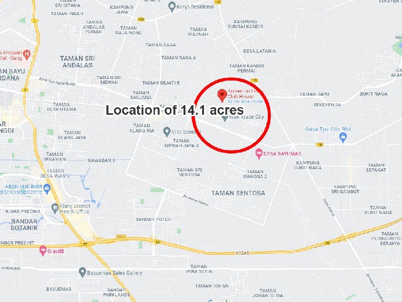 Klang, Selangor 14 acres Freehold Agriculture Land (Zoned Residential